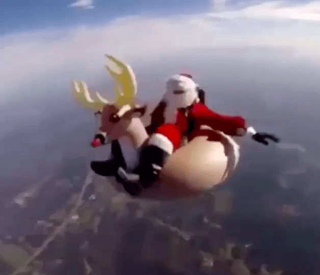 skydiving santa