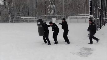 police snowball fights with kids