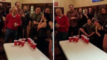 85 year old twins play beer pong