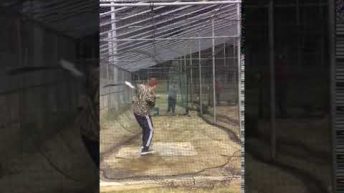 batting cage pitcher gets hit