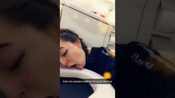 disgusting girl licks airplane t