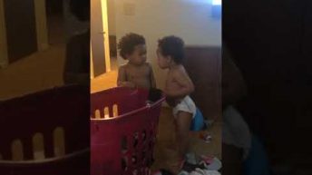 baby siblings fight over clean u