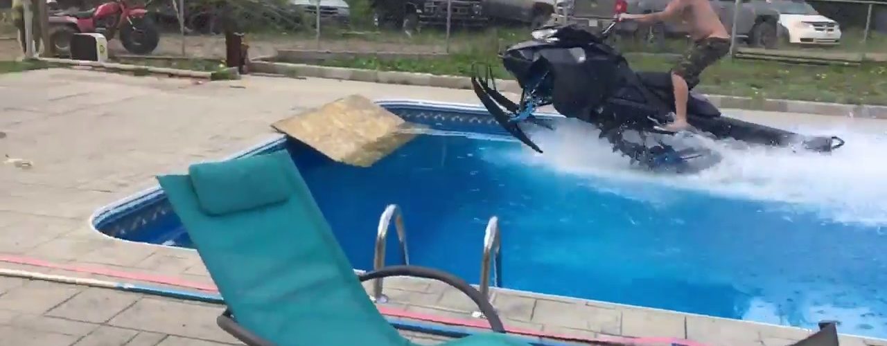 snowmobile in pool fail