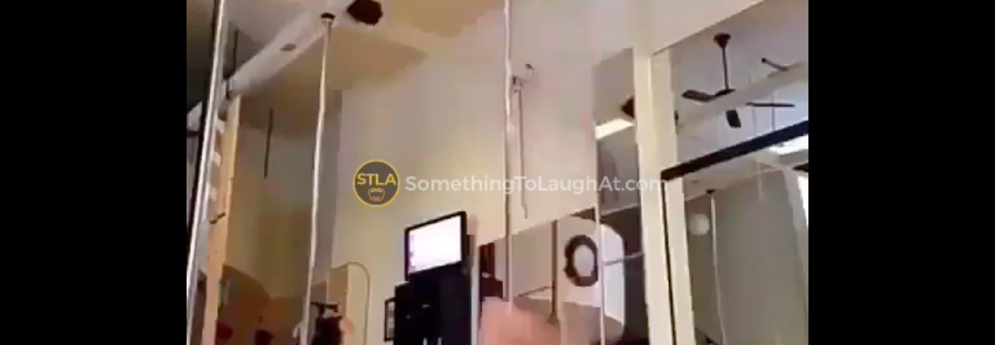stripper falls while practicing pole dancing