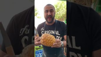 man cuts a pineapple like a pro