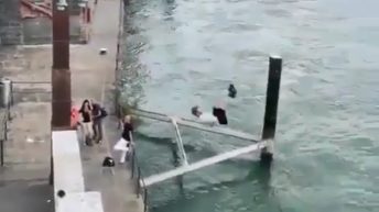 Man jumps over ledge