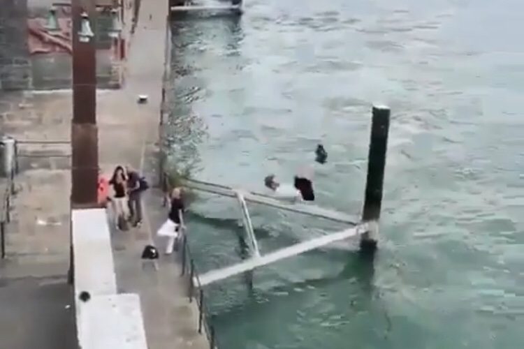 Man jumps over ledge