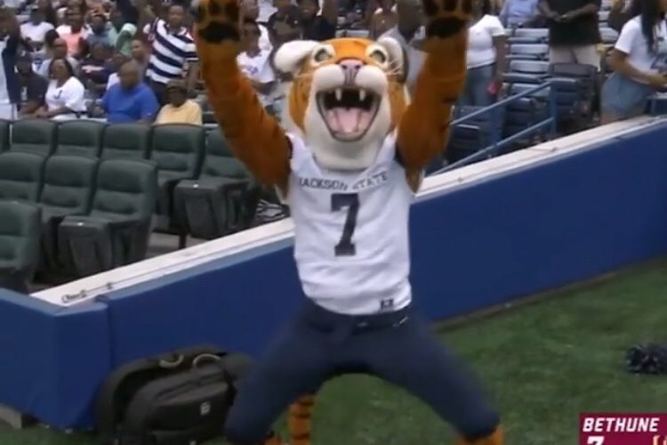 Jackson State mascot jumps in play