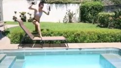 Woman slips into pool