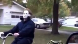 Husband dressed up as Michael Myers
