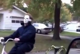 Husband dressed up as Michael Myers