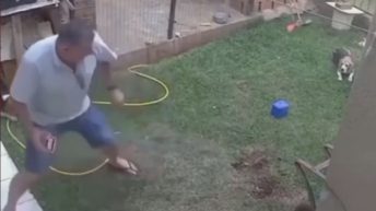 man blows up back yard