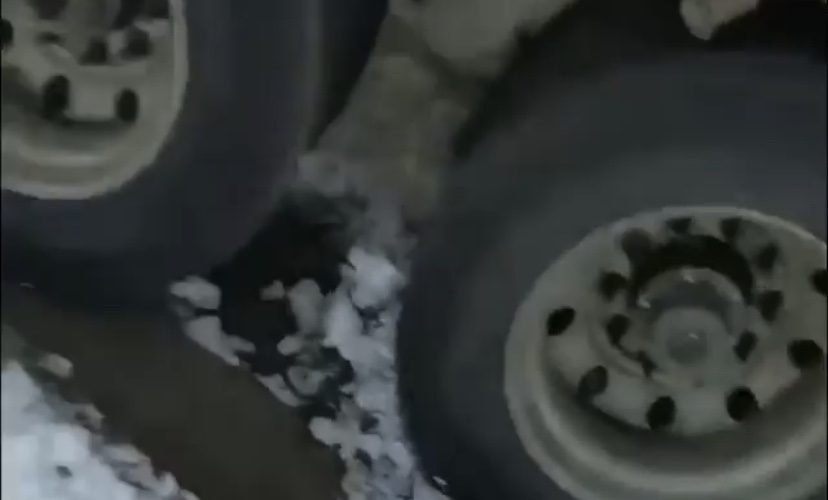 truck driver gets locked out and stuck in snow