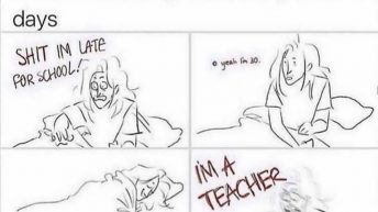 Teacher adulting alarm clock meme