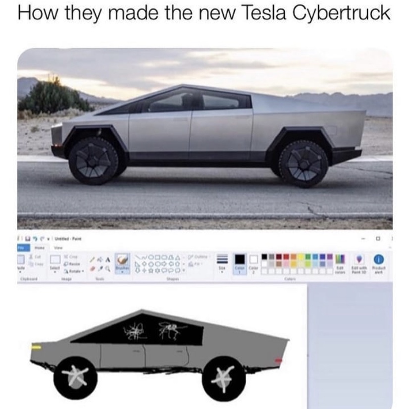 How they made the new Tesla Cybertruck meme