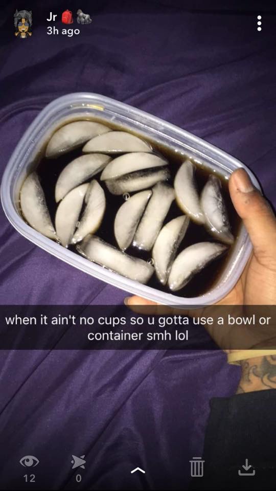 When you don't have cups so you use a bowl or container