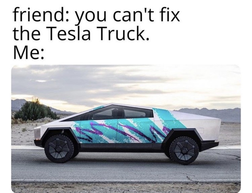 Tesla Cybertruck Jazz cup design fix meme