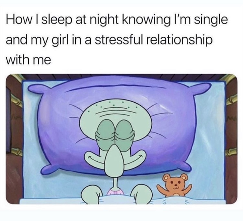 How I sleep at night Spongebob meme