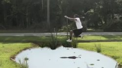 Man jumps over alligator pond