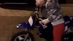 Little boy wrecks motorcycle