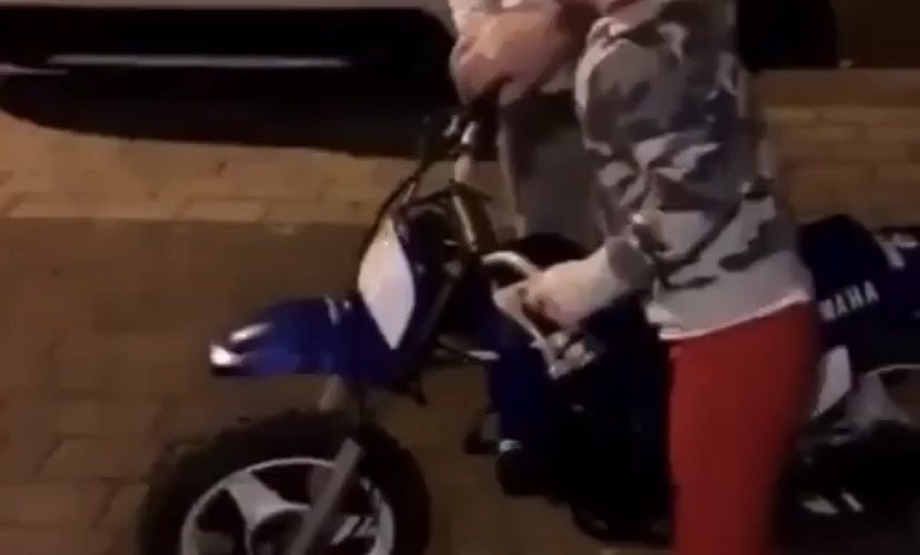 Little boy wrecks motorcycle