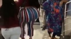 Woman stops show with butt