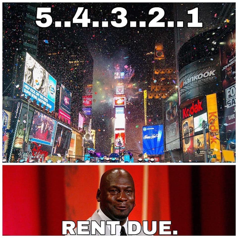 new year rent due meme