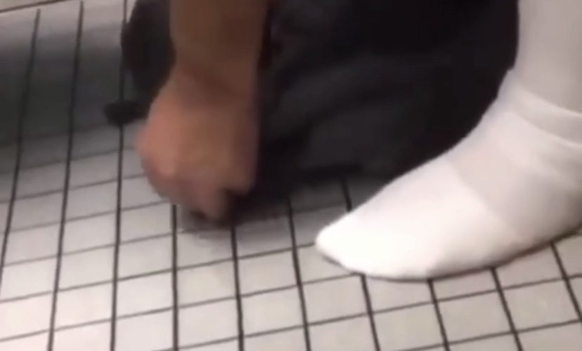 Man caught having accident in bathroom
