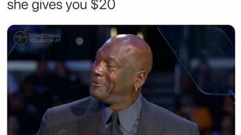 When you ask your mom $15 and she gives you $20 Michael Jordan crying meme