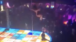 Stripper falls from the ceiling during performance