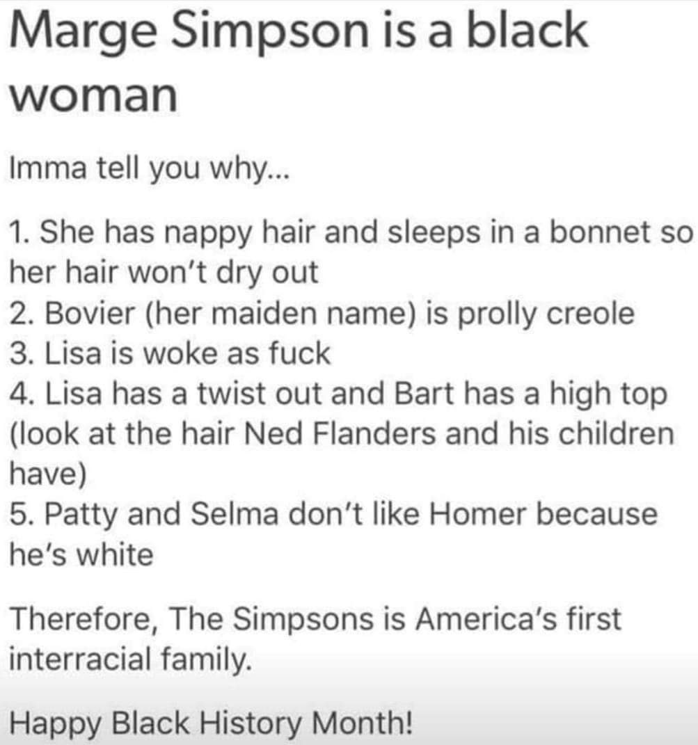 Marge Simpson is a black woman 