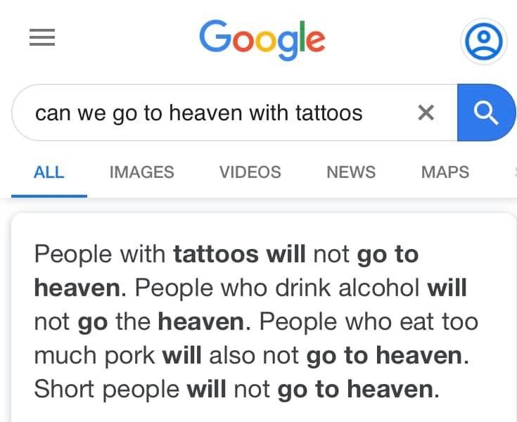 can you go to heaven with tattoos google search