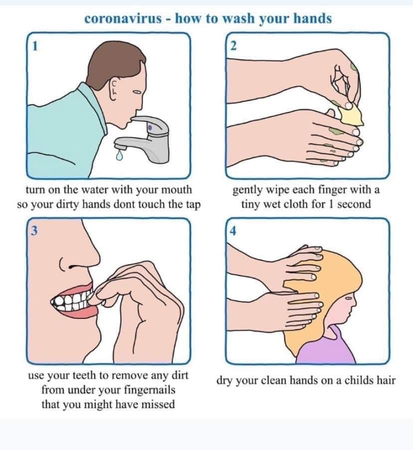 Coronavirus how to wash your hands funny meme