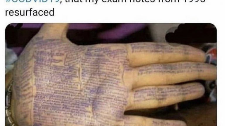 Washed my hands so much do to COVID19, that my exam notes from 1995 resurfaced meme