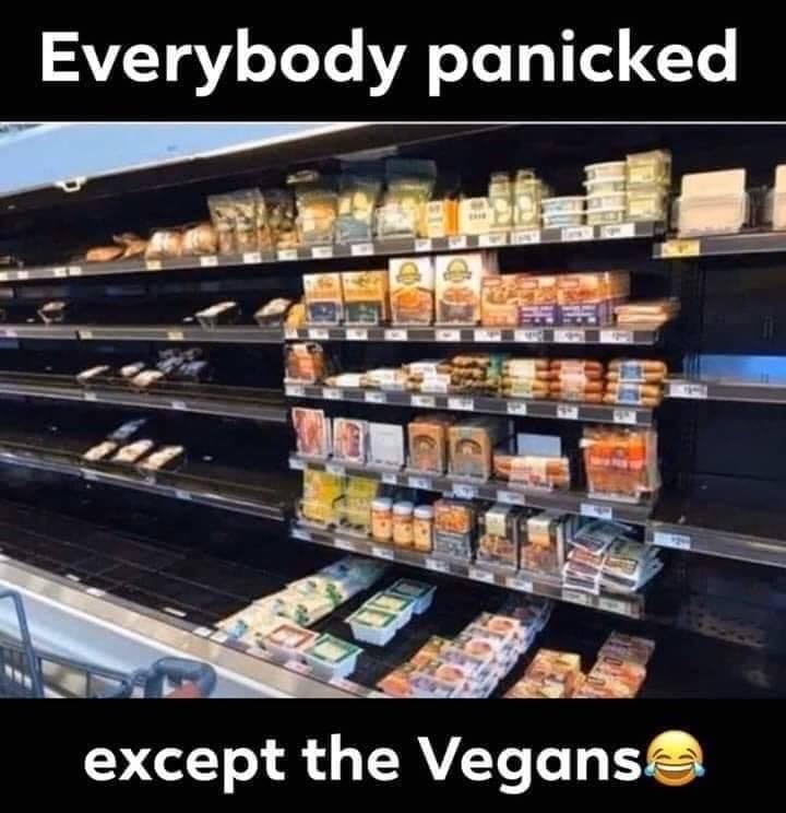 Everybody panicked except the Vegans meme