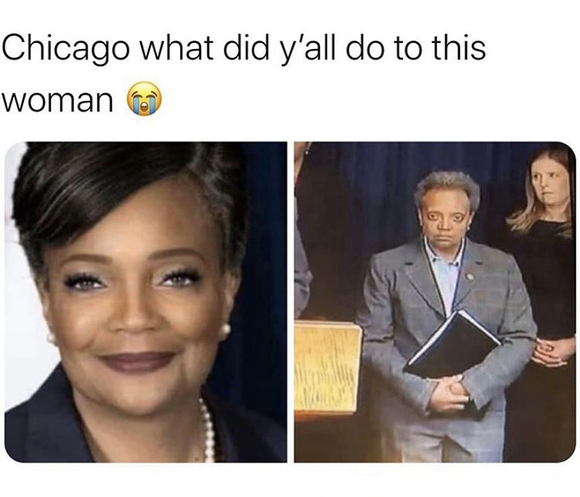 Lori Lightfoot Chicago what did ya'll do to this woman meme