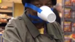 Woman makes surgical mask out of plastic cup