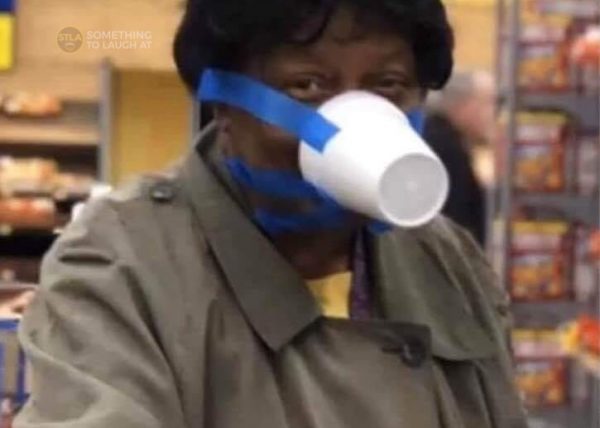 Woman makes surgical mask out of plastic cup