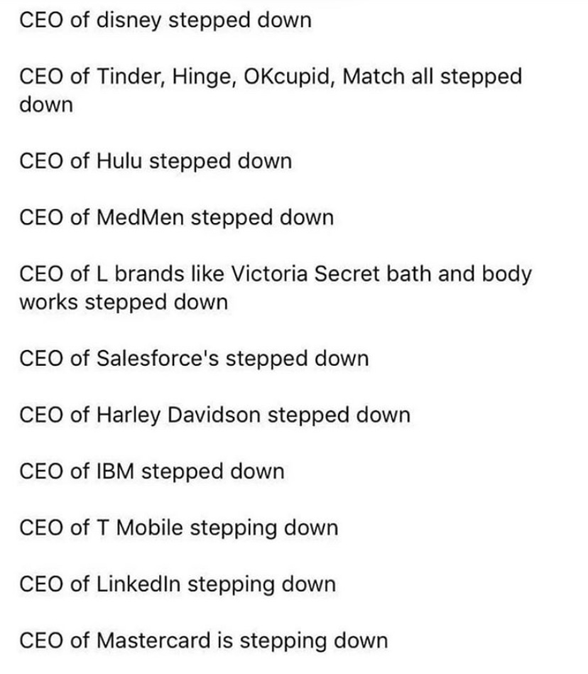 List of recent CEOs that stepped down