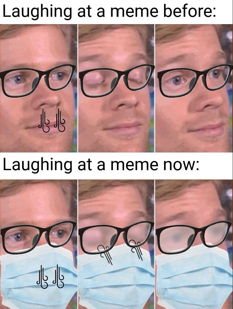 Laughing at meme before vs laughing at a meme now blinking guy meme