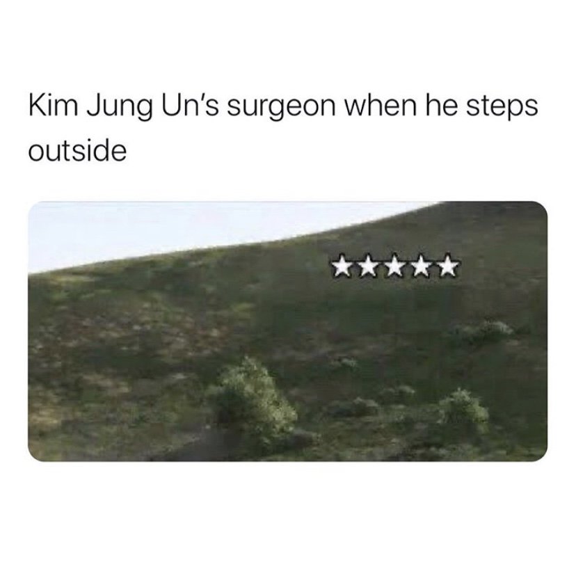 Kim Jong Un's surgeon 5 star GTA when he steps outside meme