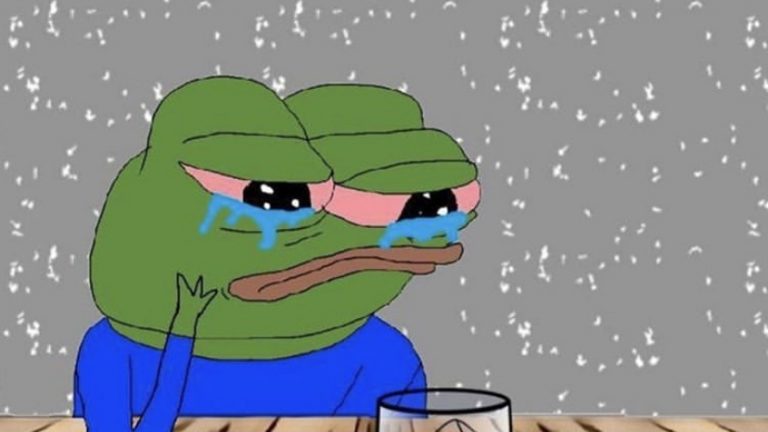 Crying Pepe at bar meme