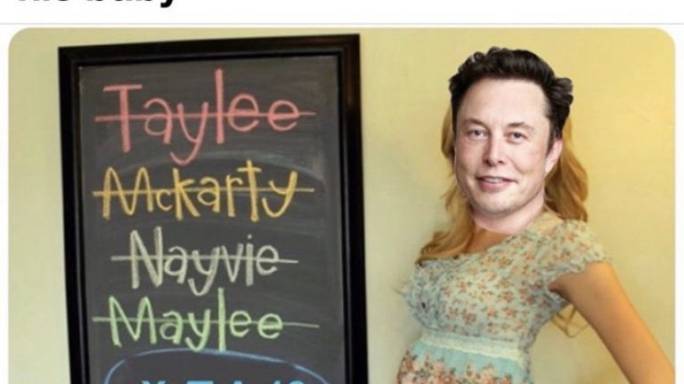 Elon Musk choosing a name for his baby meme