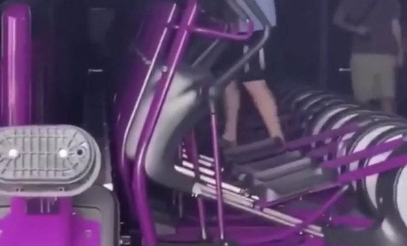 Man works out in looted Planet Fitness