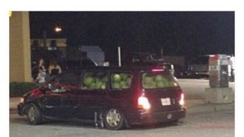 The math books warned us about you watermelon stuffed in car