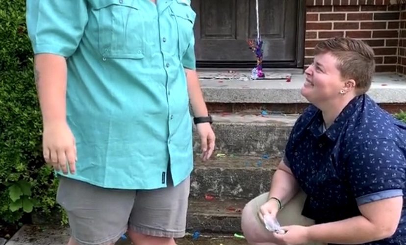 Boy gets snatched up during a marriage proposal