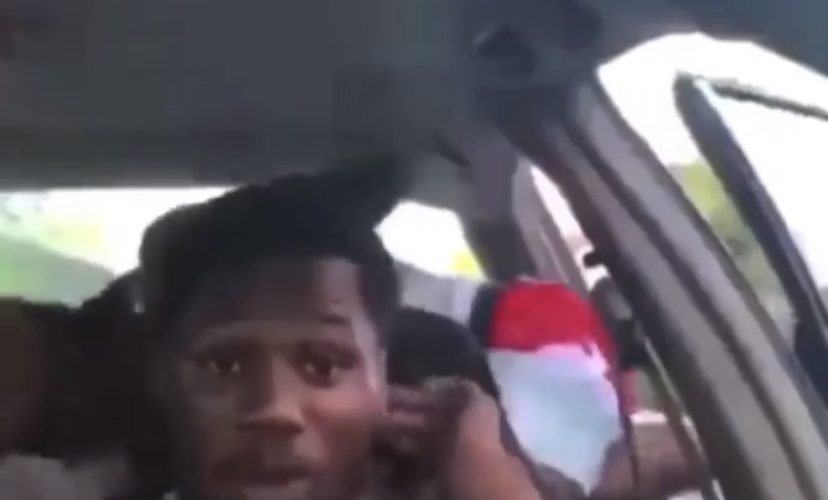 Guy gets beat up in back of car
