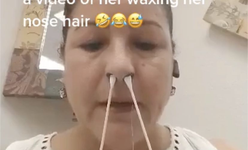 Mom nose hair waxing video