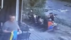 Tree barely misses woman sitting in chair
