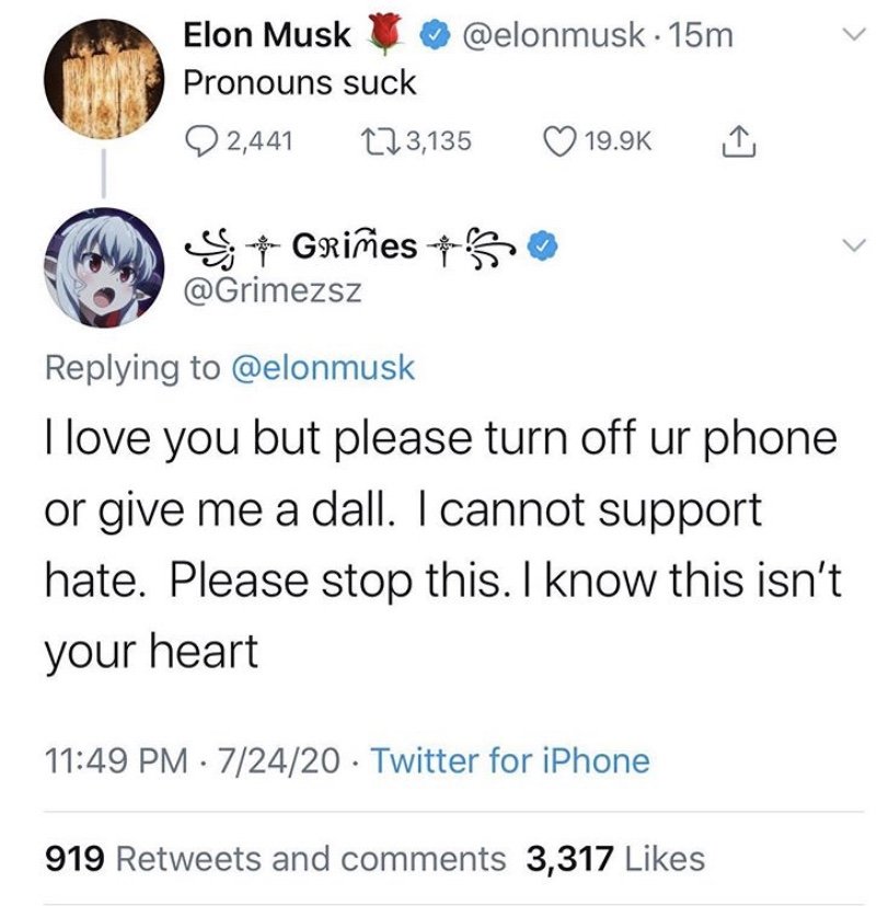 Grimes scolds Elon Musk